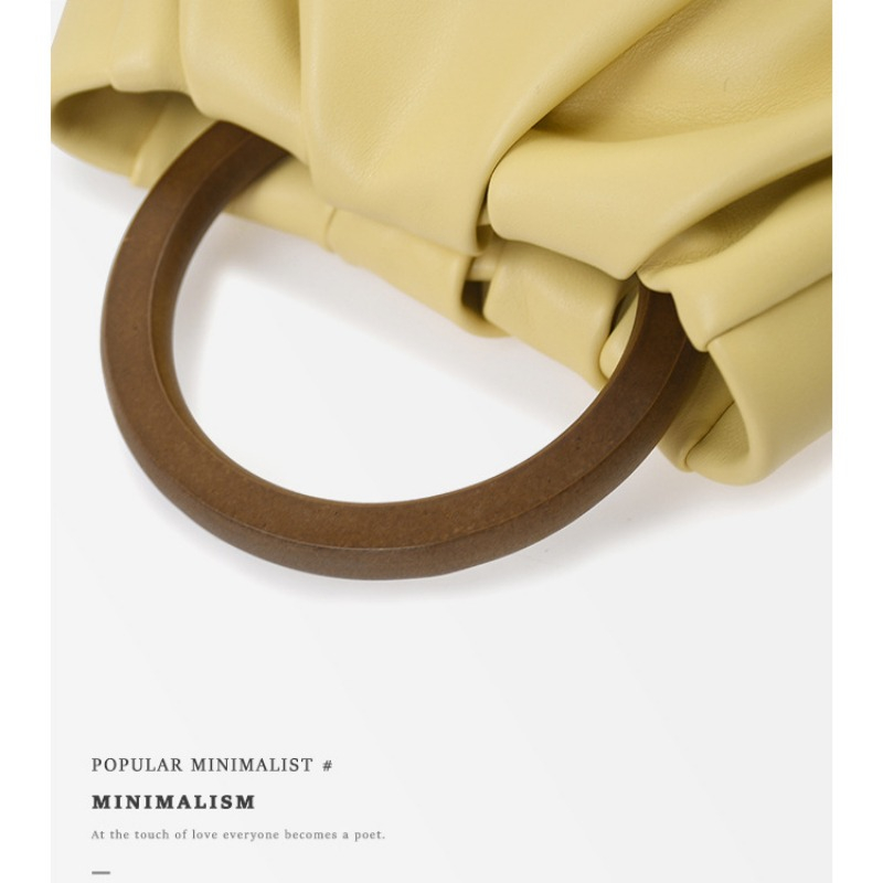 Túi Xách Hình Đám Mây Xếp Ly Tay Cầm Gỗ Thời Trang Mùa Xuân 2022 Gylb259