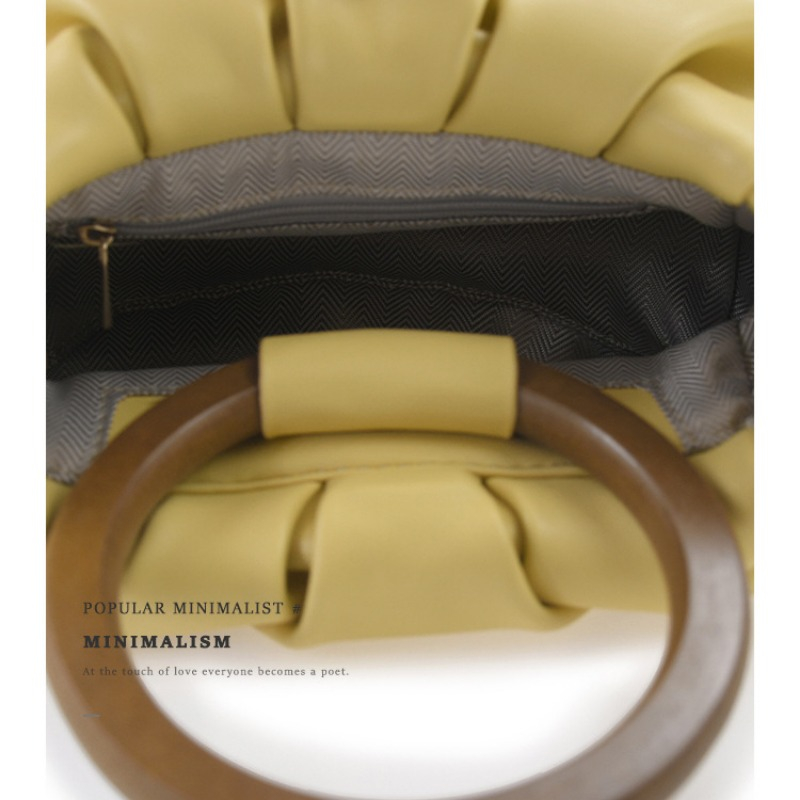 Túi Xách Hình Đám Mây Xếp Ly Tay Cầm Gỗ Thời Trang Mùa Xuân 2022 Gylb259