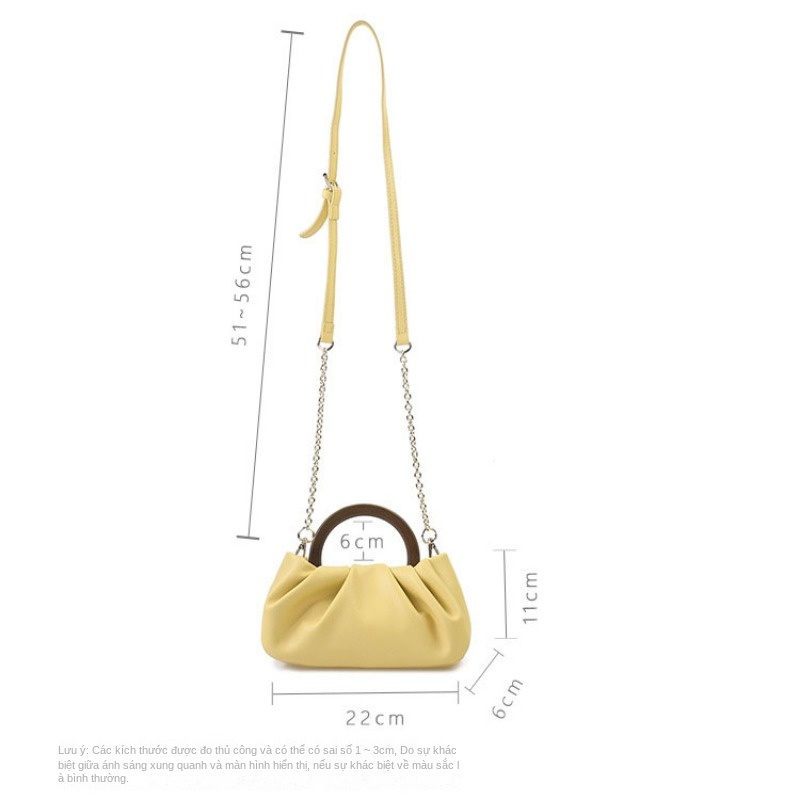 Túi Xách Hình Đám Mây Xếp Ly Tay Cầm Gỗ Thời Trang Mùa Xuân 2022 Gylb259