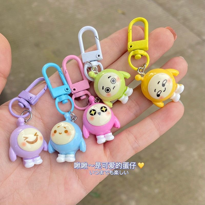 Dễ Thương Móc Khóa Quả Trứng Búp Bê Hoạt Hình mini Nhiều Màu Sắc Sáng Bóng