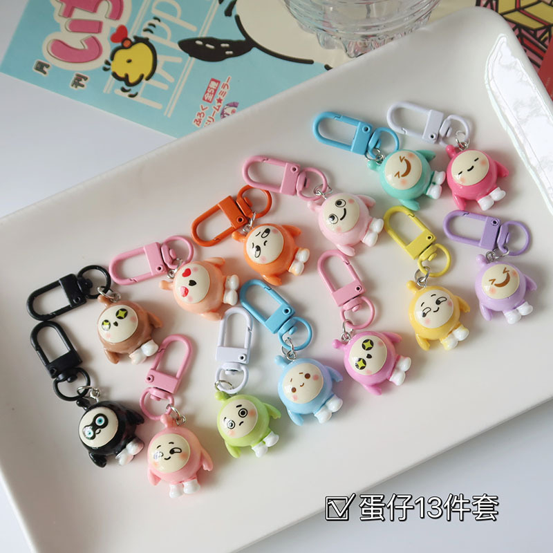 Dễ Thương Móc Khóa Quả Trứng Búp Bê Hoạt Hình mini Nhiều Màu Sắc Sáng Bóng