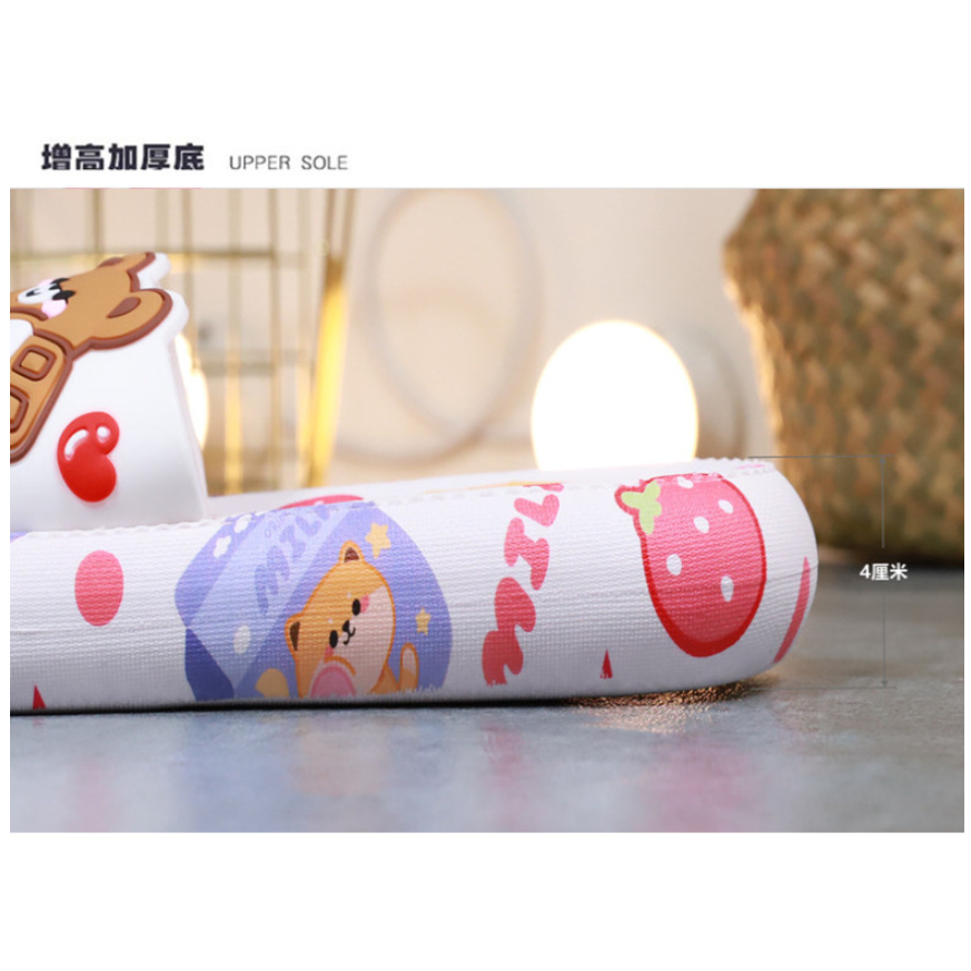Dép Đi Trong Nhà Đế Dày 4cm Chống Trượt mài mòn Họa Tiết Gấu Hoạt Hình Dễ Thương Thời Trang Mùa Hè Cho Nữ