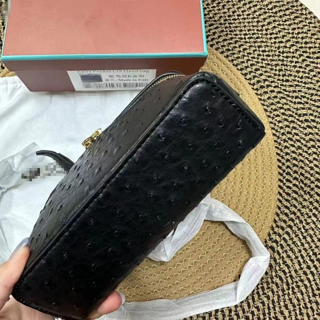 Túi Xách Nữ Loro*Piana Gigi Cùng một loại Lp19 Túi Hộp Cơm Thời Trang Túi Đeo Vai Da Bò Đầu Tiên Với Họa Tiết Lông Vũ