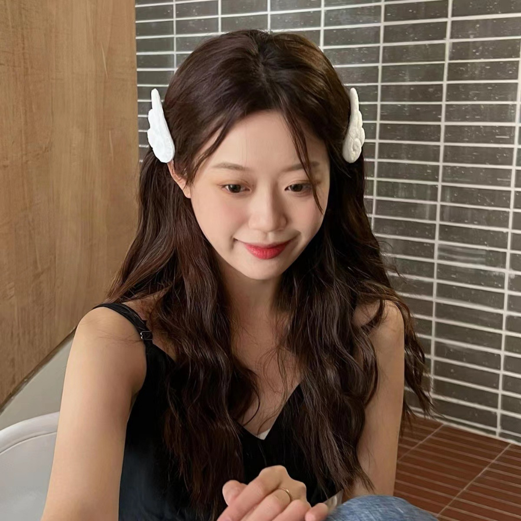 Set 2 Kẹp Tóc Hình Đôi Cánh Thiên Thần Màu Trắng Phong Cách Nhật Bản Dễ Thương