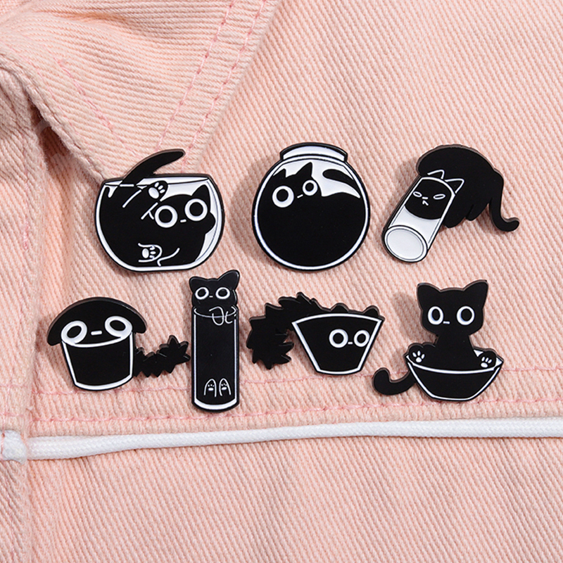 Dễ Thương Ghim Cài Áo Hình Mèo Đen Đáng Yêu