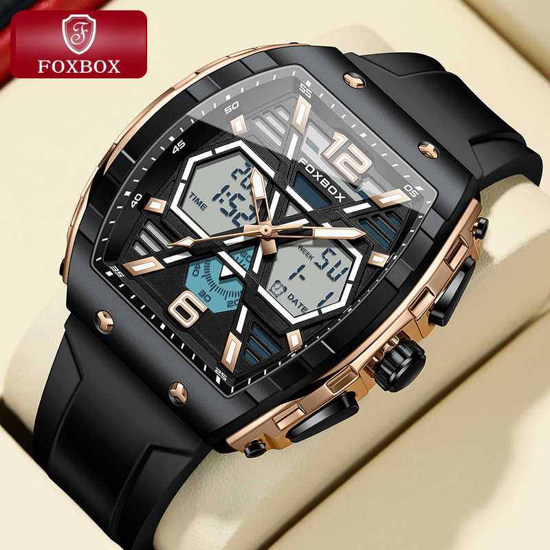 Đồng hồ nam FOXBOX 0048 Đồng hồ điện tử đa chức năng chống nước có đèn LED dành cho nam