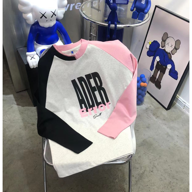 Áo Thun Tay Dài Cổ Tròn Hai Lớp Màu Sắc Tương Phản In Chữ Phong Cách Đường Phố Thời Trang Mùa Thu Cho Nam Và Nữ