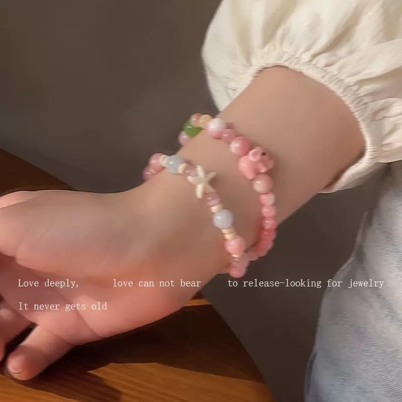 Vòng Tay Hạt Gốm Sứ Màu macaron Thiết Kế Hình Voi Ngọt Ngào Thời Trang Xuân Hè 2023 Phong Cách Mới 1k