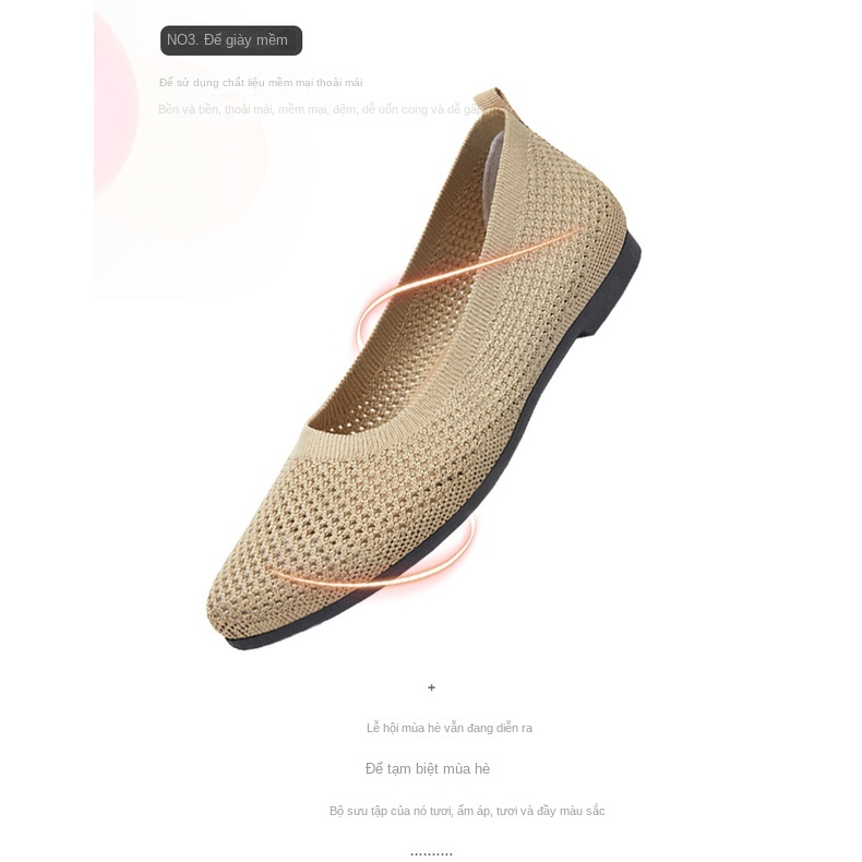Giày Búp Bê Mềm Mại Mũi Nhọn Màu Trơn Thoáng Khí Cho Phụ Nữ Mang Thai