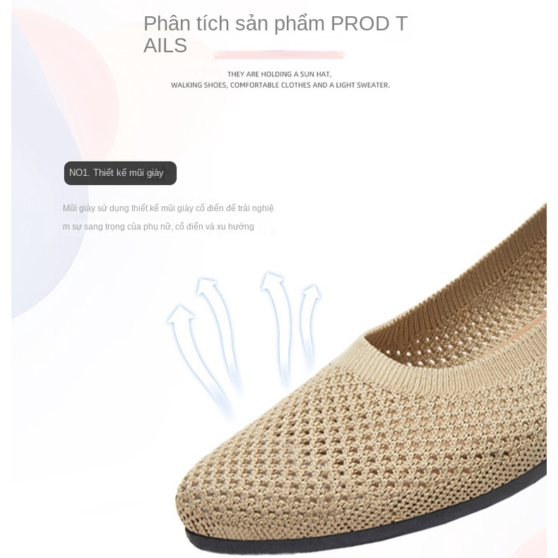 Giày Búp Bê Mềm Mại Mũi Nhọn Màu Trơn Thoáng Khí Cho Phụ Nữ Mang Thai