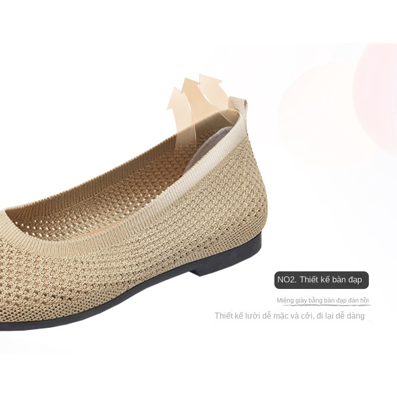 Giày Búp Bê Mềm Mại Mũi Nhọn Màu Trơn Thoáng Khí Cho Phụ Nữ Mang Thai