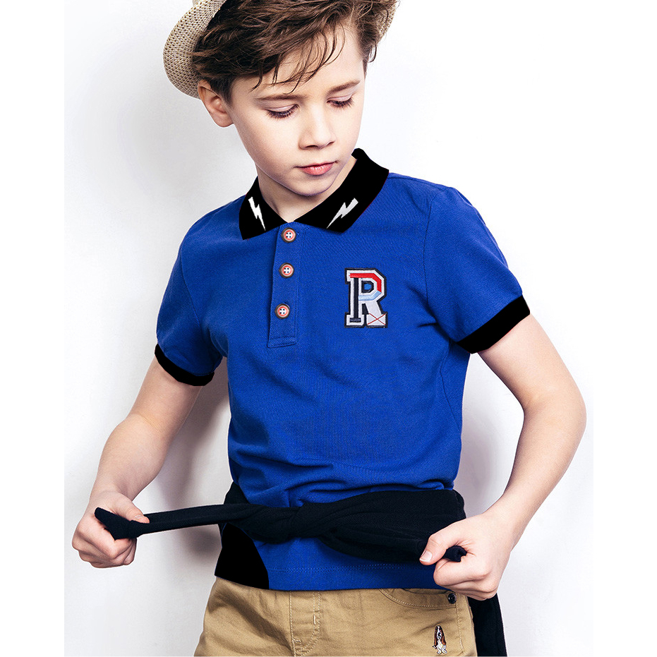 Áo Thun polo Ngắn Tay Thêu logo Phong Cách Cổ Điển Thời Trang Cho Bé Trai