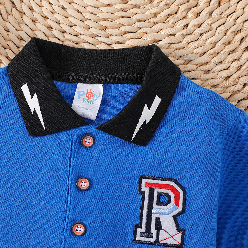 Áo Thun polo Ngắn Tay Thêu logo Phong Cách Cổ Điển Thời Trang Cho Bé Trai