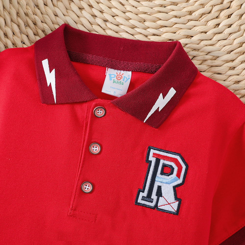 Áo Thun polo Ngắn Tay Thêu logo Phong Cách Cổ Điển Thời Trang Cho Bé Trai