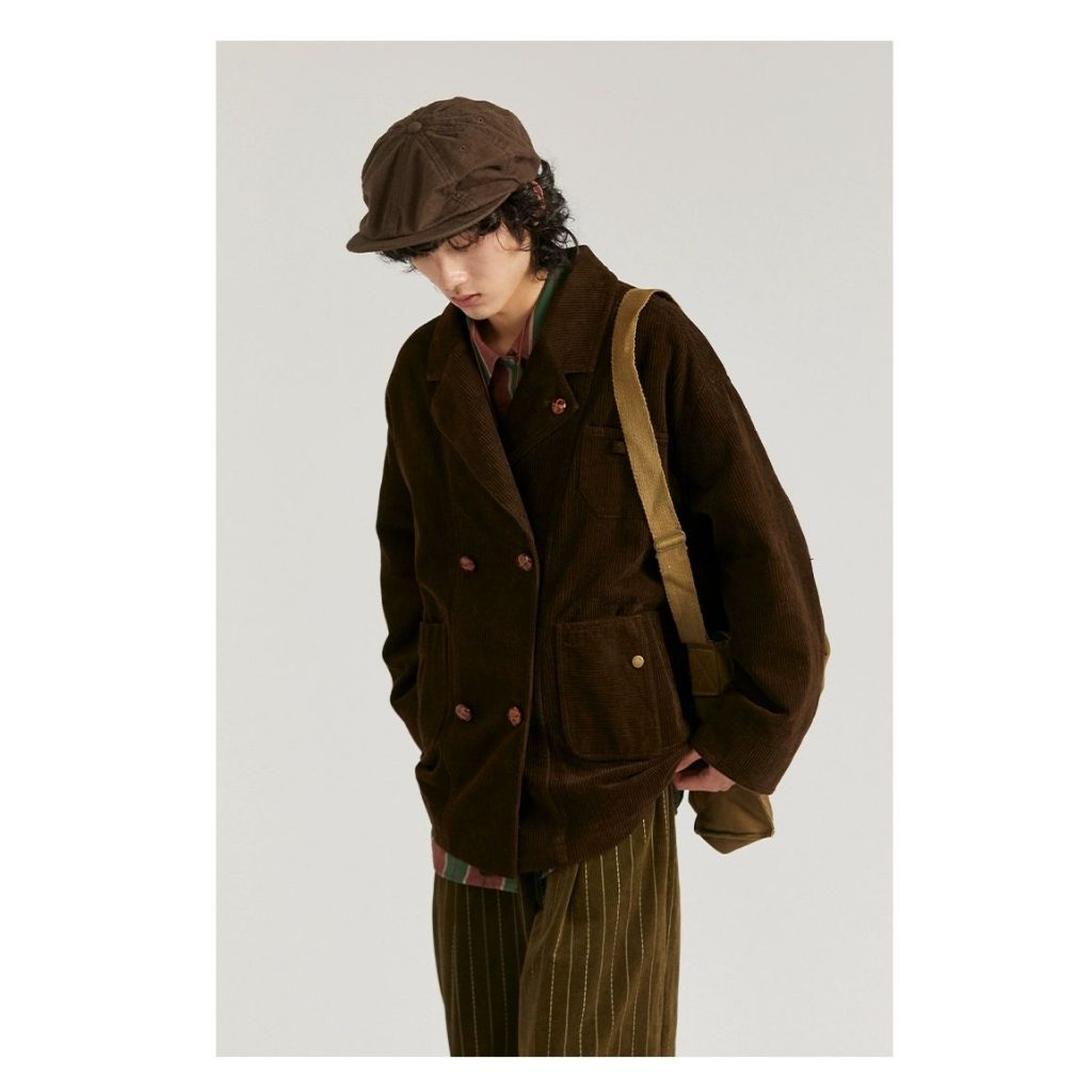 Eershenshi Áo Khoác Vest Vải Nhung Kẻ Dáng Rộng Cao Cấp Thời Trang Thường Ngày Cho Nam