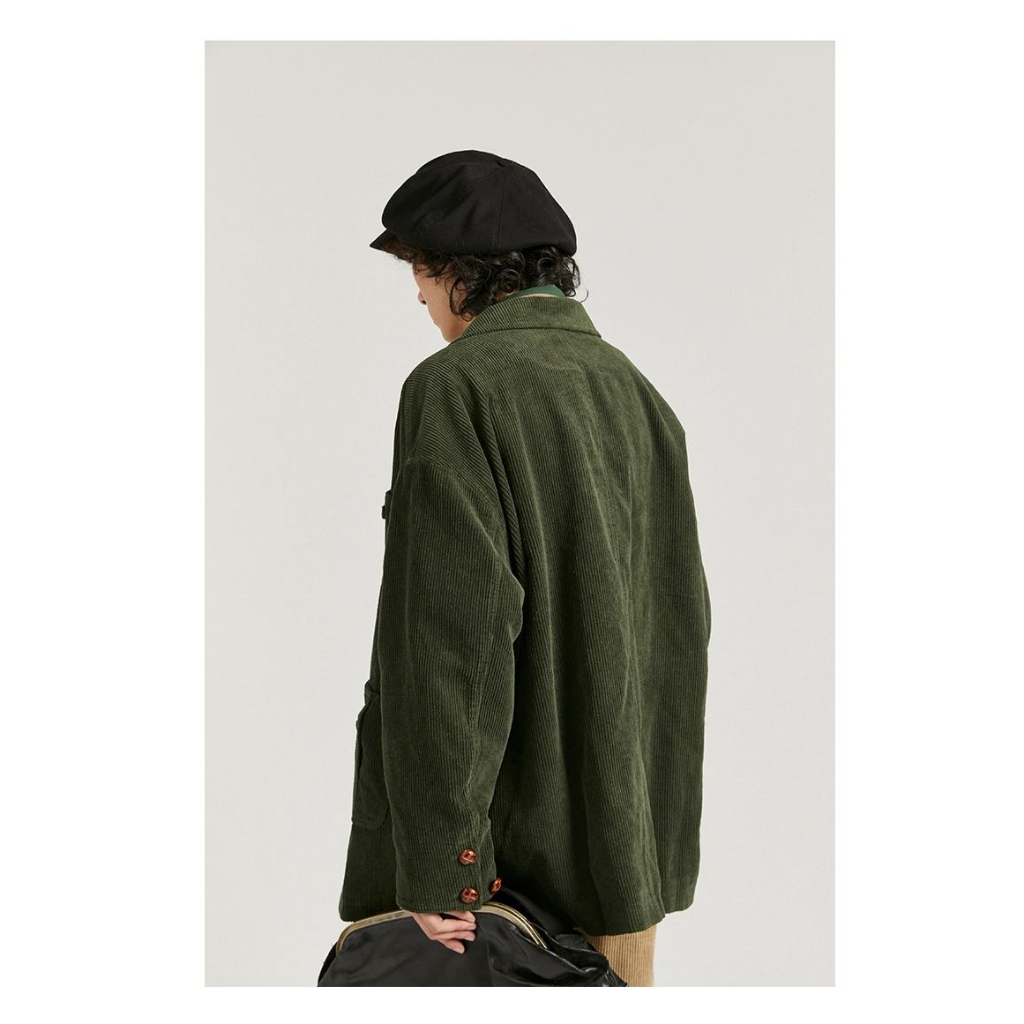 Eershenshi Áo Khoác Vest Vải Nhung Kẻ Dáng Rộng Cao Cấp Thời Trang Thường Ngày Cho Nam