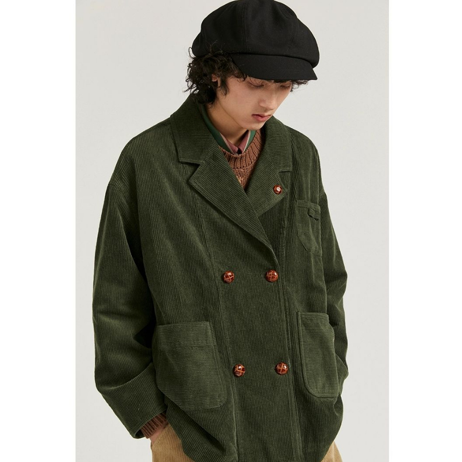 Eershenshi Áo Khoác Vest Vải Nhung Kẻ Dáng Rộng Cao Cấp Thời Trang Thường Ngày Cho Nam