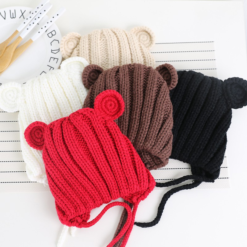Mũ cotton ấm áp họa tiết hoạt hình cho bé gái