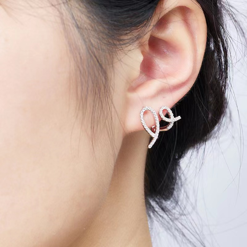 Khuyên Tai Bạc Hình Cuộn Sóng Biển Đính Đá Kim Cương Toàn Diện Thời Trang Hàn Quốc Làm Quà Sinh Nhật