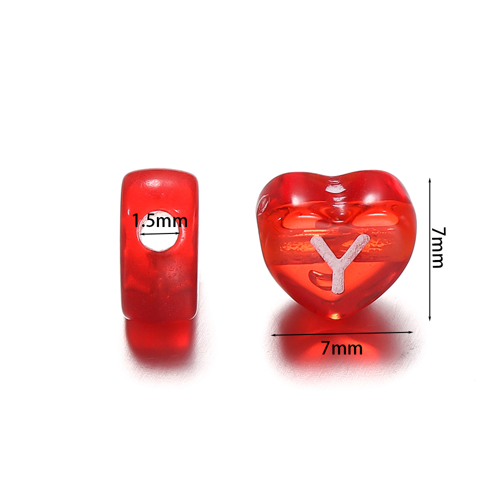 St.kunkka Set 100 Hạt Xâu Chuỗi 7mm Hình Trái Tim In Chữ Nhiều Màu Sắc