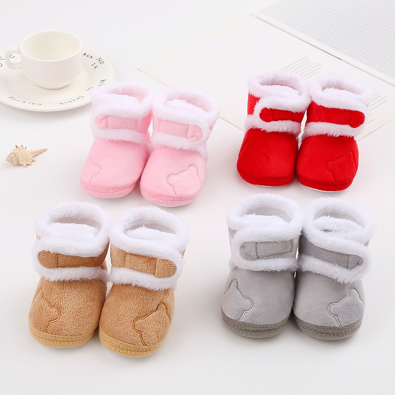 Giày Bốt cotton Đế Mềm Buộc Dây Dễ Thương Cho Bé Tập Đi