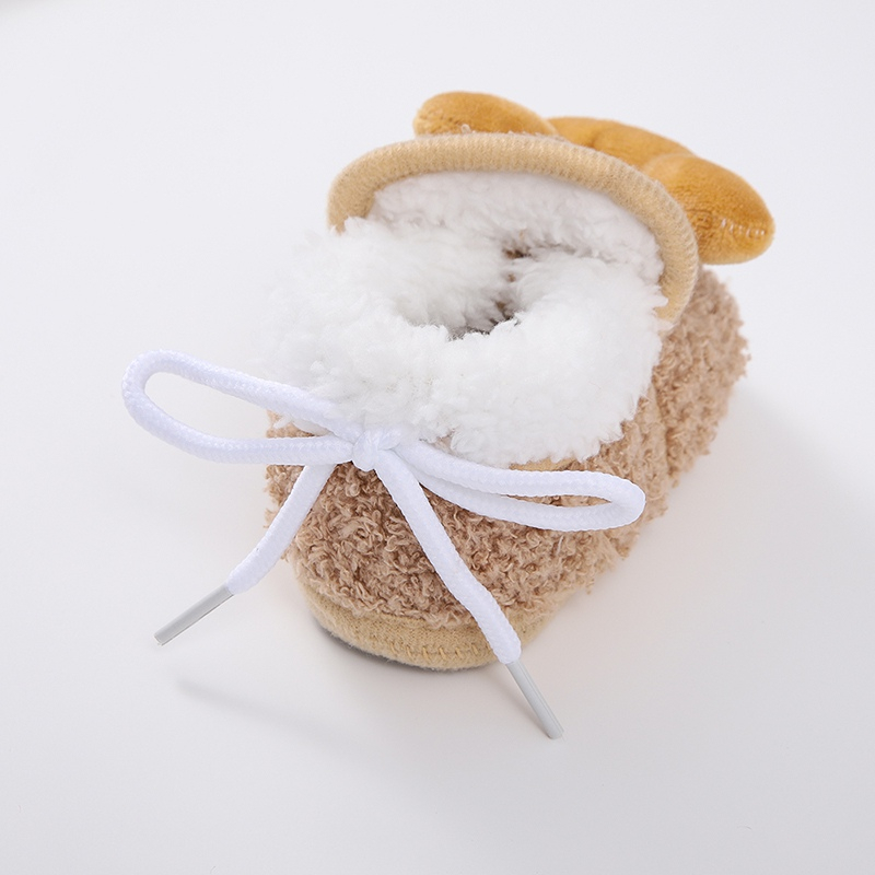 Giày Bốt cotton Đế Mềm Buộc Dây Dễ Thương Cho Bé Tập Đi