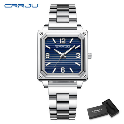 Crrju Đồng Hồ quartz Mặt Vuông Dạ Quang Chống Thấm Nước Chất Liệu Thép Không Gỉ 5021