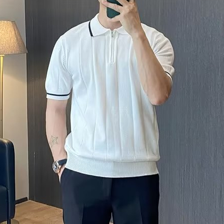 Áo Thun polo Ngắn Tay Họa Tiết Kẻ Sọc Phong Cách Ý Thời Trang Mùa Hè Thoáng Khí Cho Nam