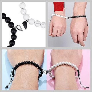 Set 2 vòng tay chuỗi hạt nam châm thời trang cho cặp đôi