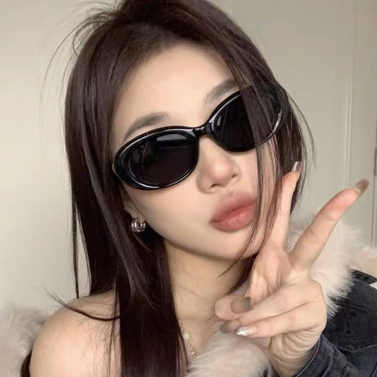 Oval Kính Mát Gọng Hình Mắt Mèo Phong Cách Âu Mỹ Cho Nữ