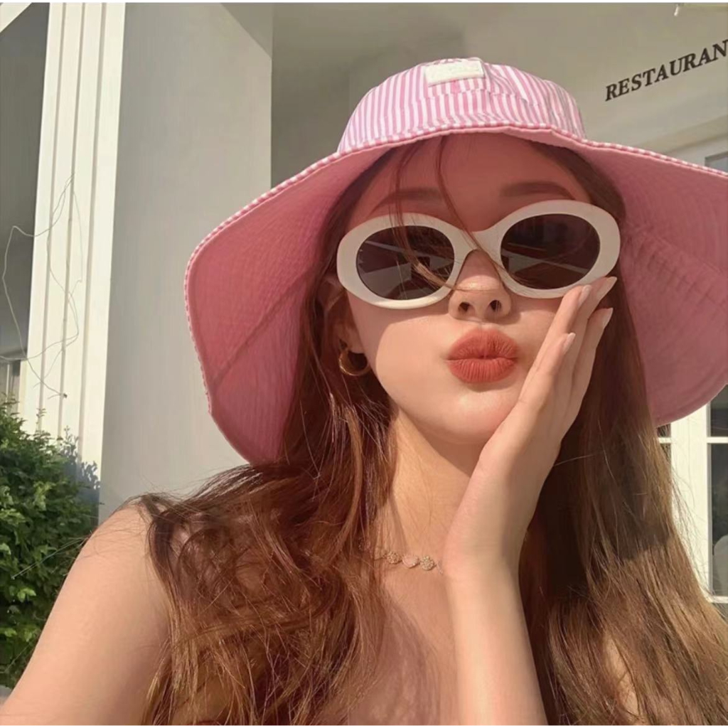 Oval Kính Mát Gọng Hình Mắt Mèo Phong Cách Âu Mỹ Cho Nữ