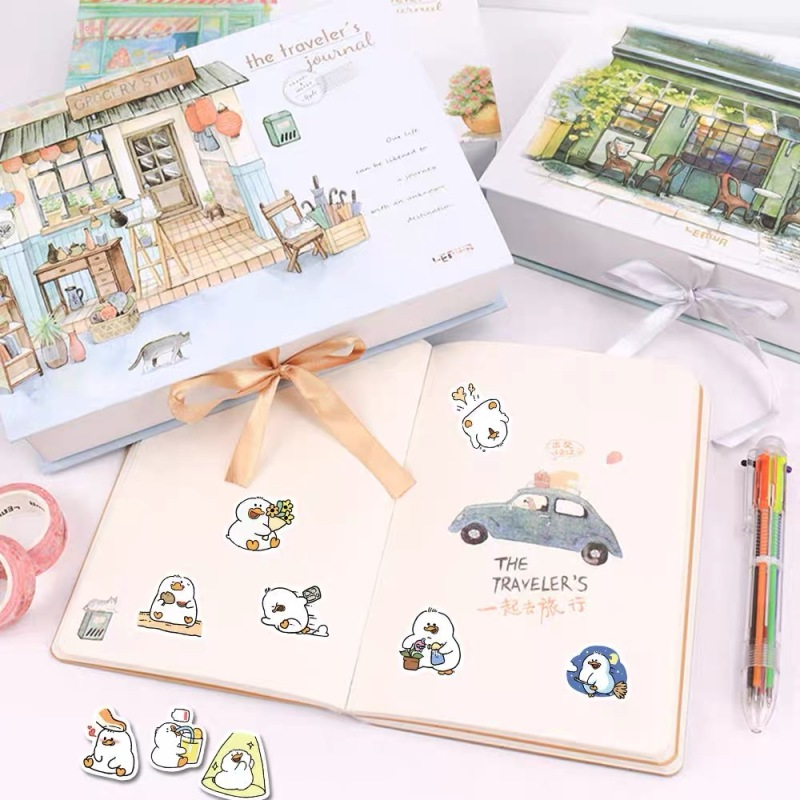 Bộ 100 Miếng Dán Họa Tiết Hoạt Hình Vịt Mập Mạp Dễ Thương Trang Trí Vali / Laptop / Notebook