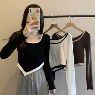 Áo Thun Tay Dài Cổ Vuông Kiểu Hàn Quốc Thời Trang Mùa Thu Cho Nữ Áo phông Nữ NZ-TX-570