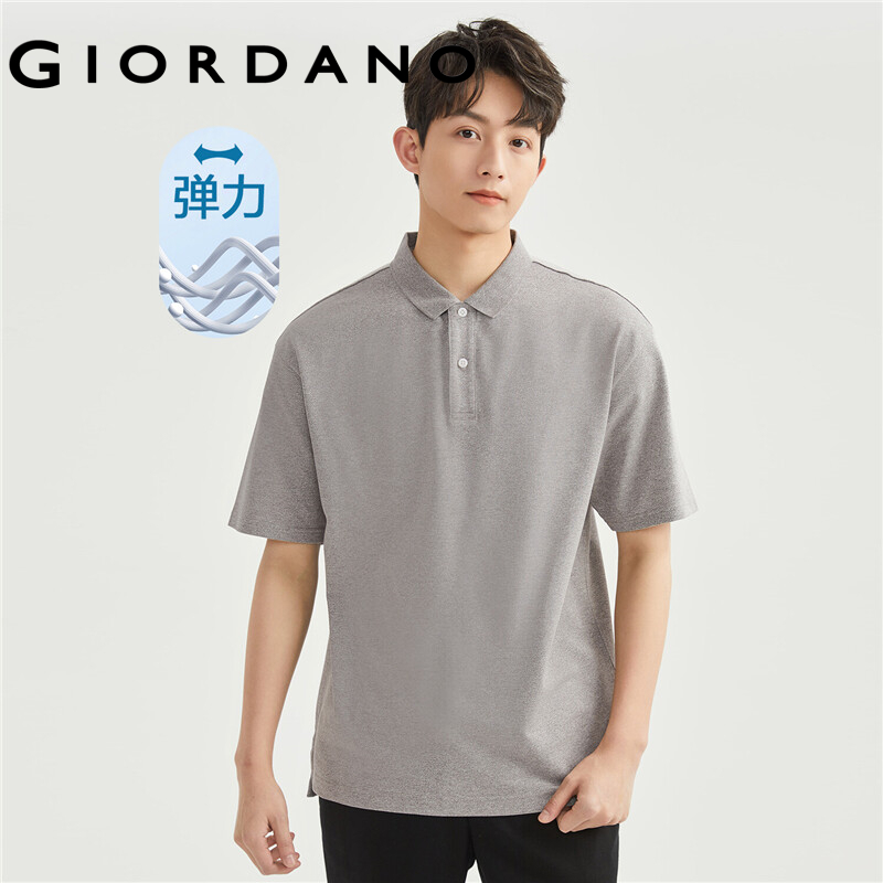 Áo thun polo GIORDANO 13013303 tay ngắn co giãn vạt nút cài dành cho nam