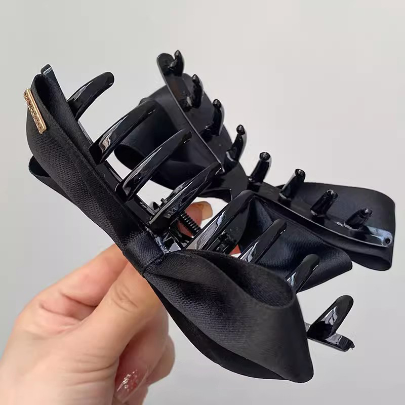 Kẹp Tóc Hình Nơ Màu Đen Phong Cách Pháp Thanh Lịch Cho Nữ