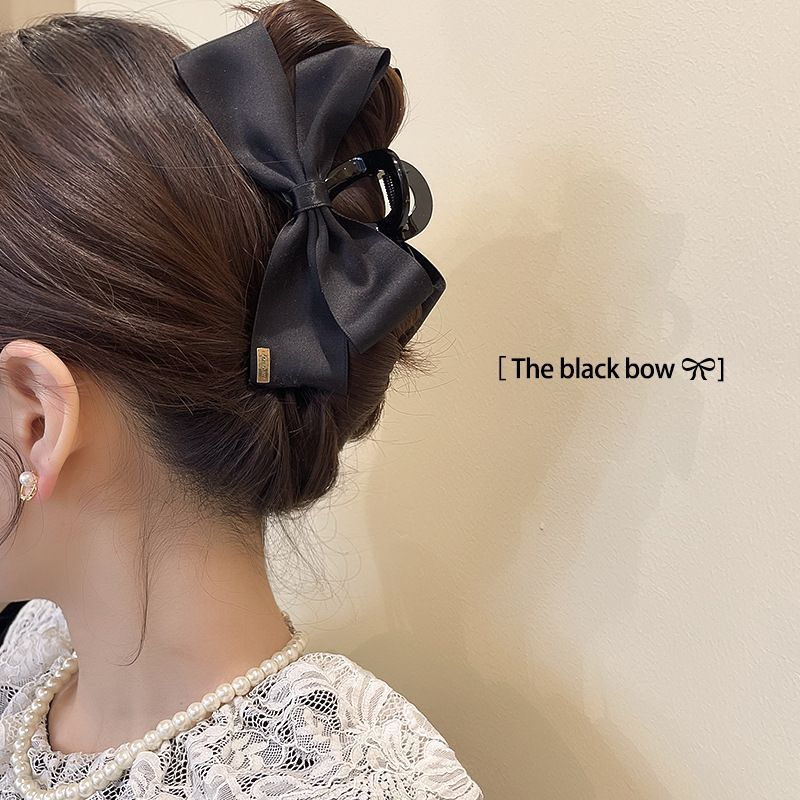 Kẹp Tóc Hình Nơ Màu Đen Phong Cách Pháp Thanh Lịch Cho Nữ