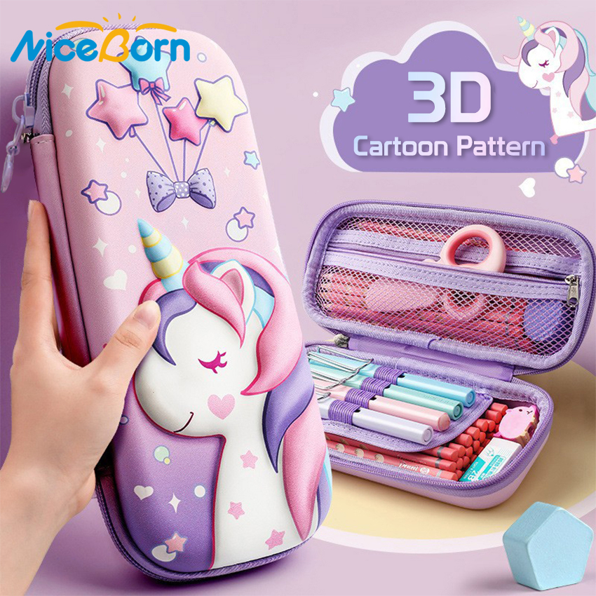 Niceborn Túi Đựng Bút Bằng eva Họa Tiết Kỳ Lân 3d Dễ Thương Tiện Dụng Cho Học Sinh