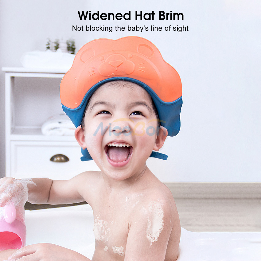 Niceborn Mũ Chắn Nước Gội Đầu Hình Sư Tử Dễ Thương Cho Bé