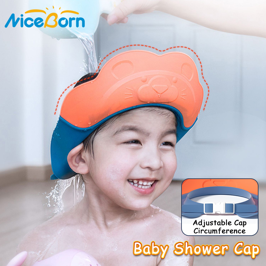 Niceborn Mũ Chắn Nước Gội Đầu Hình Sư Tử Dễ Thương Cho Bé