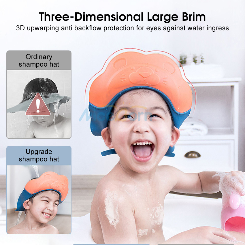 Niceborn Mũ Chắn Nước Gội Đầu Hình Sư Tử Dễ Thương Cho Bé