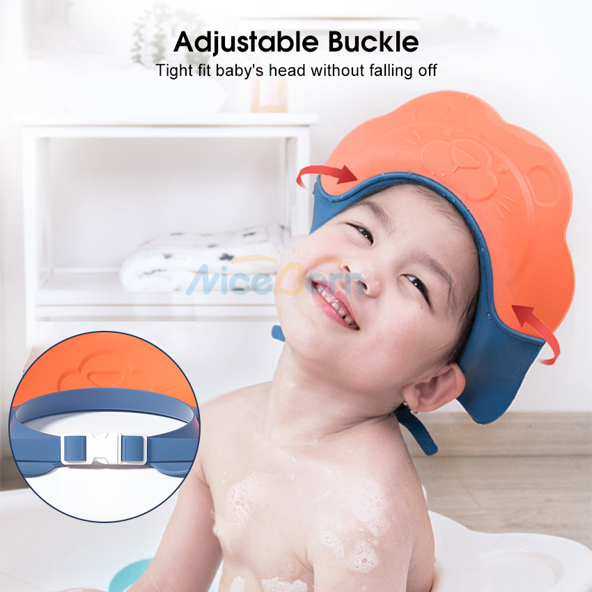 Niceborn Mũ Chắn Nước Gội Đầu Hình Sư Tử Dễ Thương Cho Bé