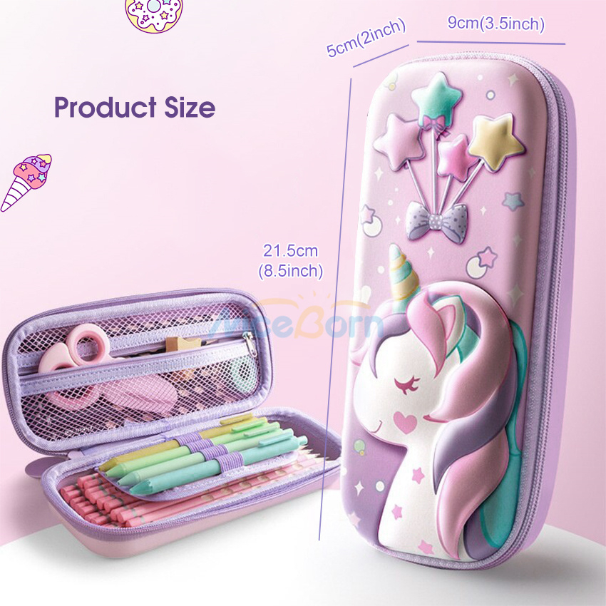 Niceborn Túi Đựng Bút Bằng eva Họa Tiết Kỳ Lân 3d Dễ Thương Tiện Dụng Cho Học Sinh