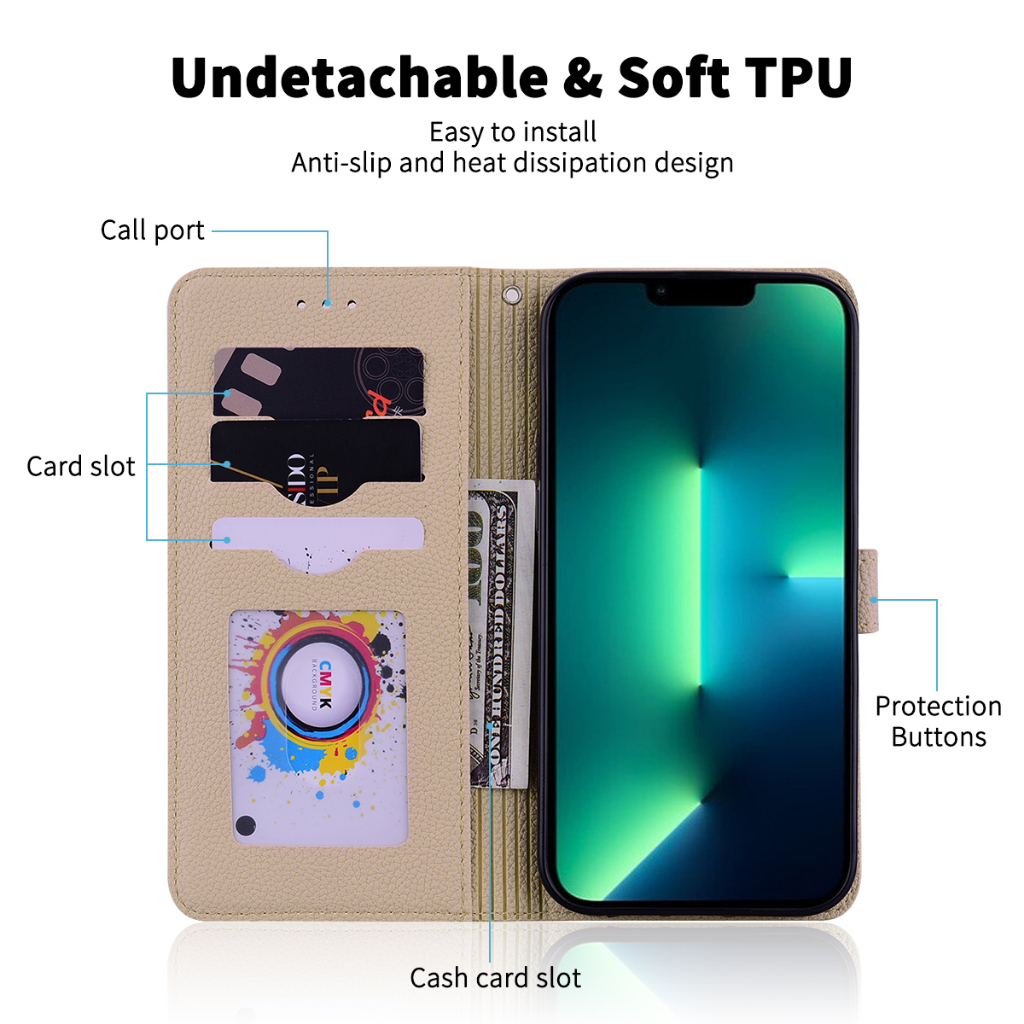 Redmi 12 Note 12/12S Pro 5G A2+ 12C Xiaomi 13/12T/12 Pro A1 10 5G/ 10A Note 11/11S Pro+ 10C Xiaomi 11T Pro Ốp Bao Da Dạng Ví Chất Lượng Cao