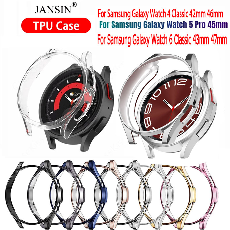 Jansin Ốp bảo vệ mặt đồng hồ thông minh từ TPU cho Samsung Galaxy Watch 6 Classic 5 Pro 43mm 47mm 45mm 42mm 46mm