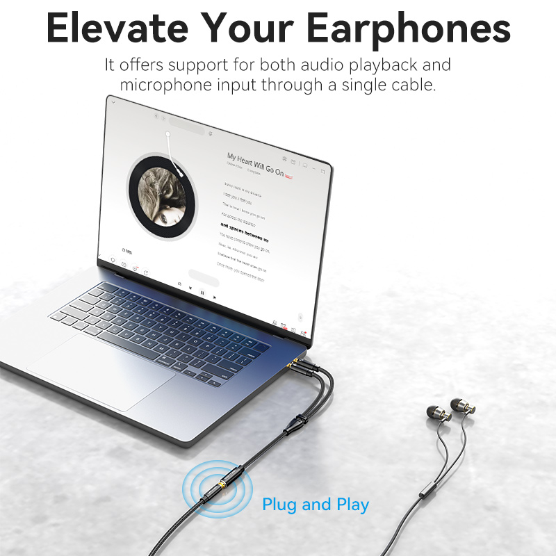 Vention Dây Cáp Âm Thanh Hai Đầu Cắm 3.5mm Bằng Hợp Kim Nhôm me0sh Chuyên Dụng Cho Loa / Máy Tính