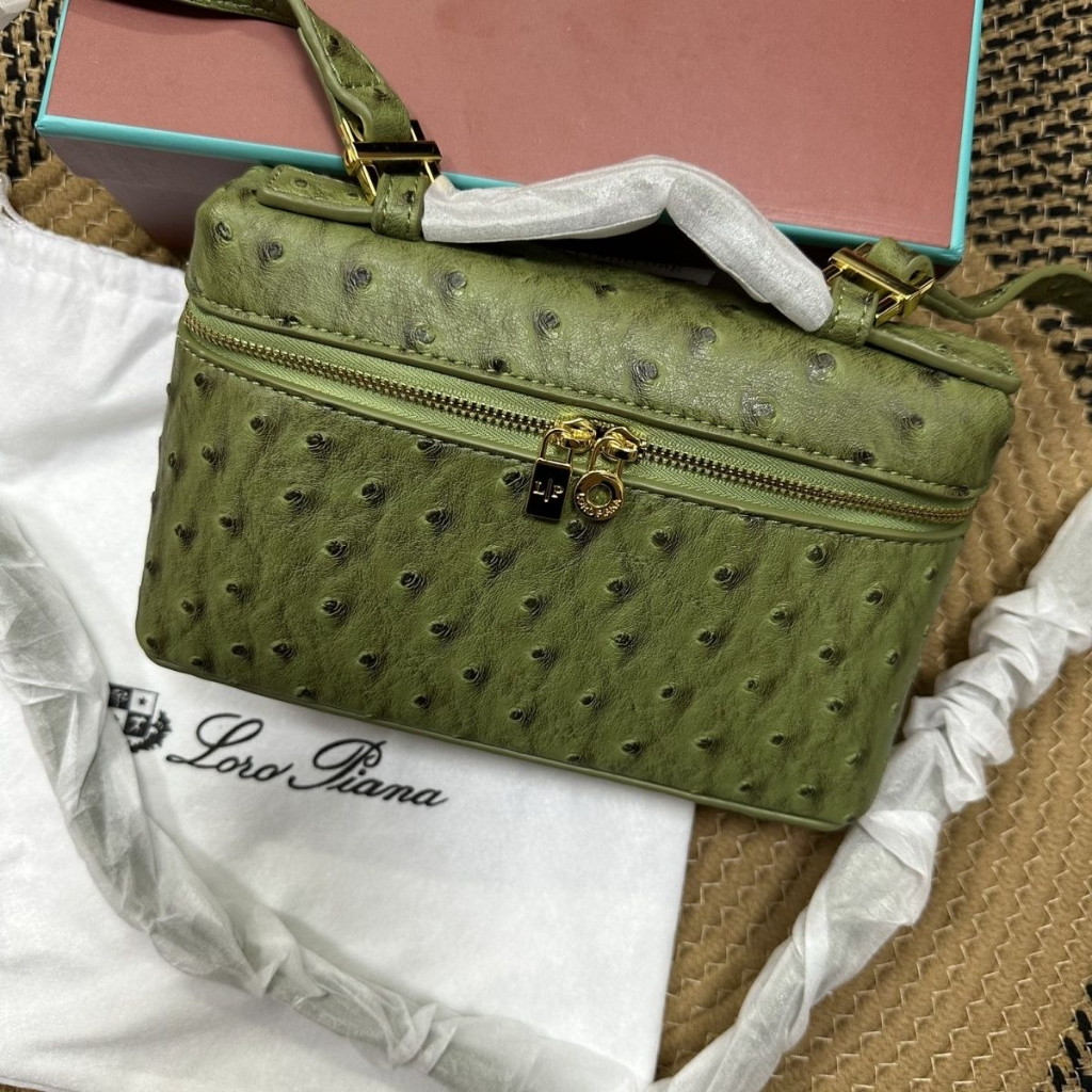 Túi Xách Nữ Loro*Piana Gigi Cùng một loại Lp19 Túi Hộp Cơm Thời Trang Túi Đeo Vai Da Bò Đầu Tiên Với Họa Tiết Lông Vũ