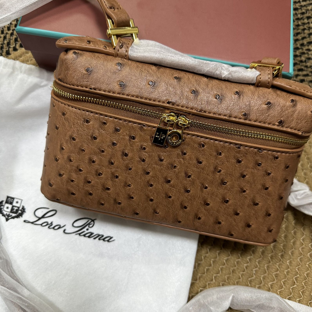 Túi Xách Nữ Loro*Piana Gigi Cùng một loại Lp19 Túi Hộp Cơm Thời Trang Túi Đeo Vai Da Bò Đầu Tiên Với Họa Tiết Lông Vũ