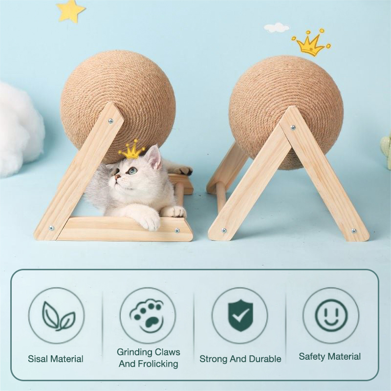 DORRIKEY Đồ Chơi Bảng Cào Móng Bằng Gỗ Kèm Dây Thừng Dành Cho Mèo Cưng li0598