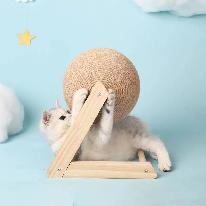 DORRIKEY Đồ Chơi Bảng Cào Móng Bằng Gỗ Kèm Dây Thừng Dành Cho Mèo Cưng li0598