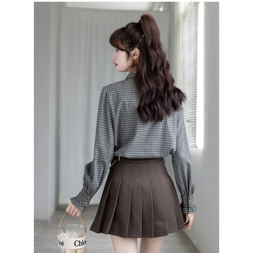 Áo Sơ Mi Tay Phồng Họa Tiết Kẻ Sọc Thời Trang Mùa Thu 2023 Mới Cho Nữ